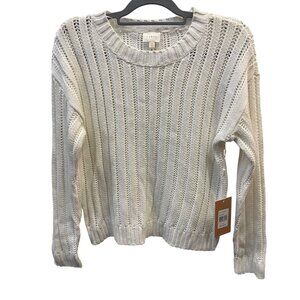 Cyrus Womens Open Knit Pullover Sweater Size M Bone White Acrylic Blend